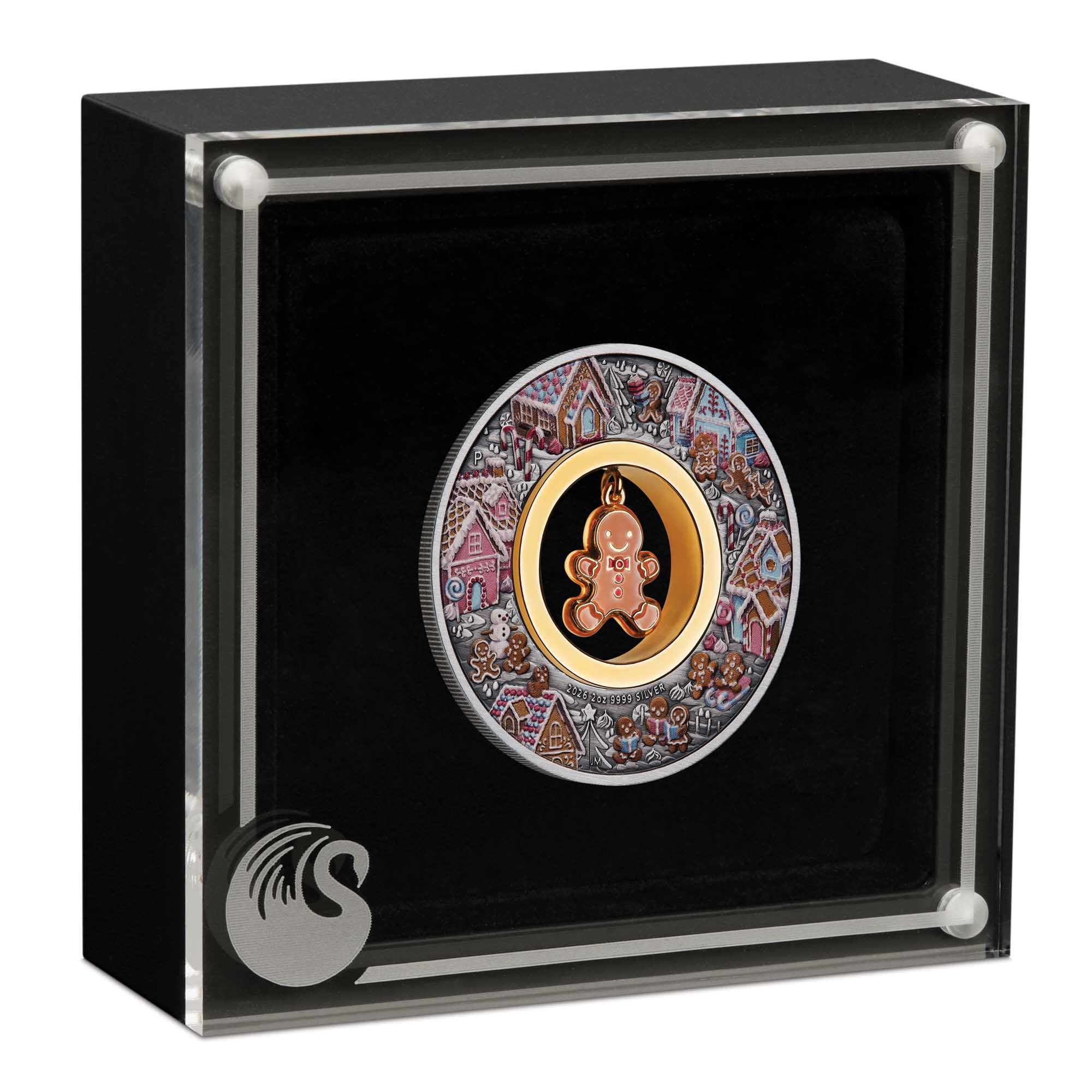 04 4091   Gingerbread Christmas 2026 2oz Silver Antiqued Coloured Coin in case HighRes