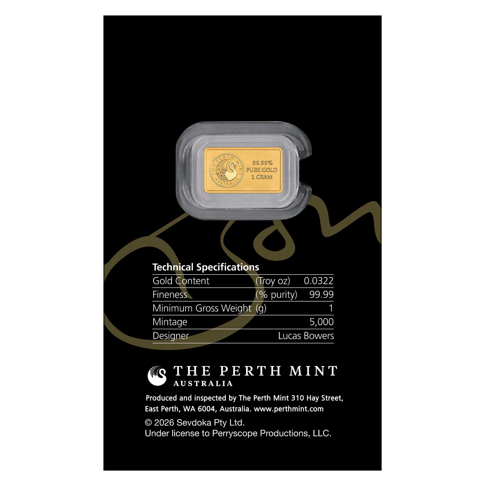 Bon Scott 2026 1g Gold Minted Bar