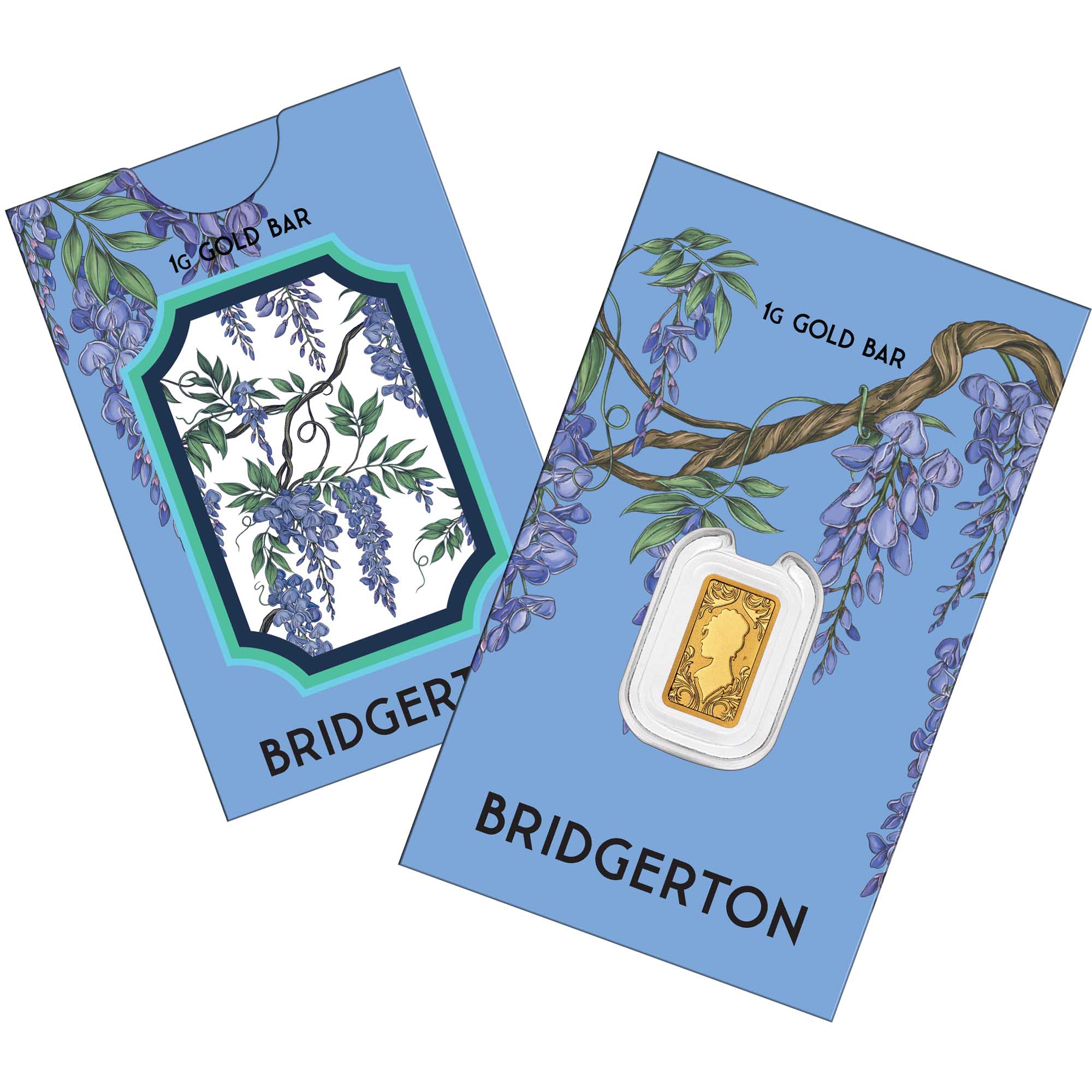 07 4119   Bridgerton 1g Gold Minted Bar  InSleeve front HighRes