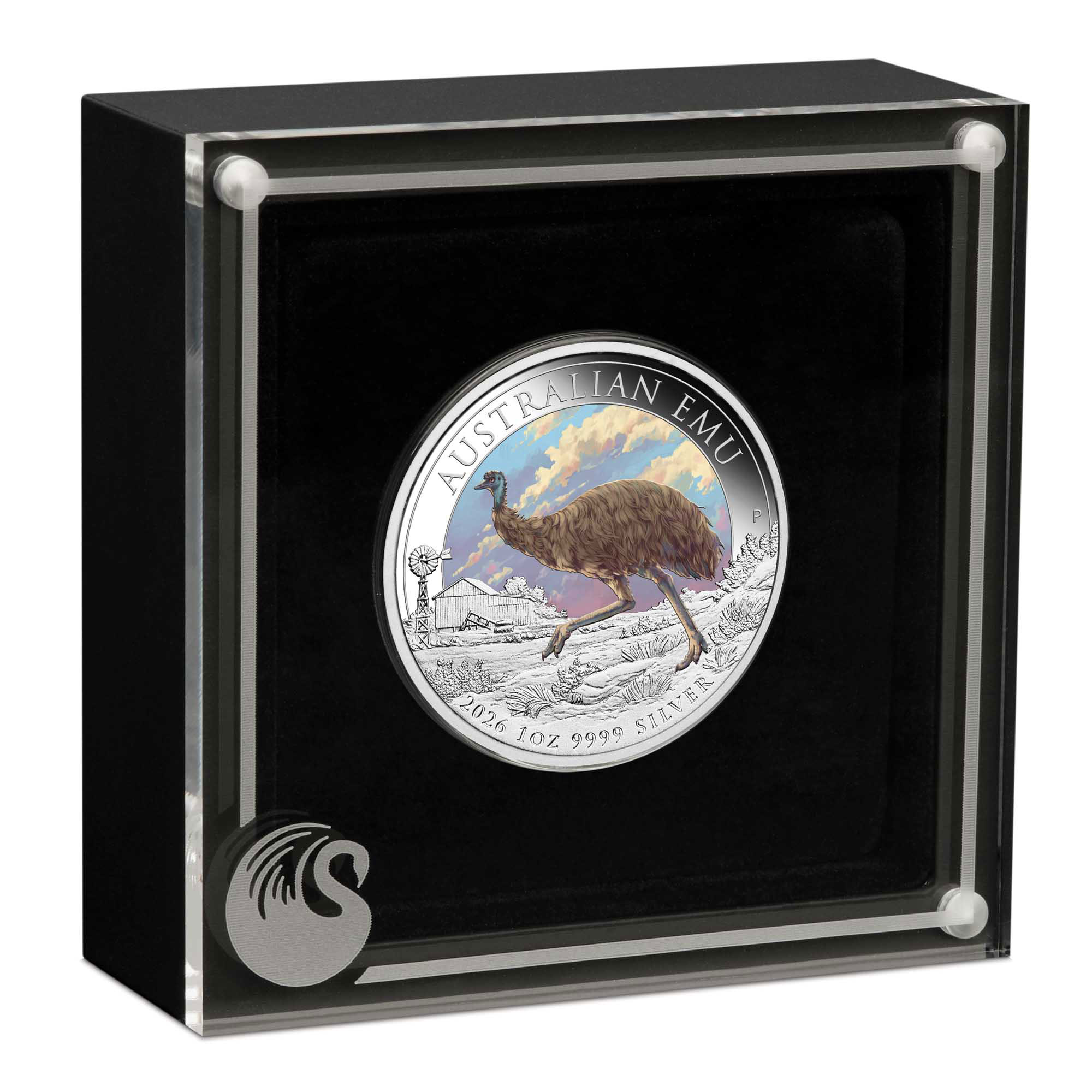 04 4161 Australian Emu 2026 1oz Silver Coloured Coin in case HighRes