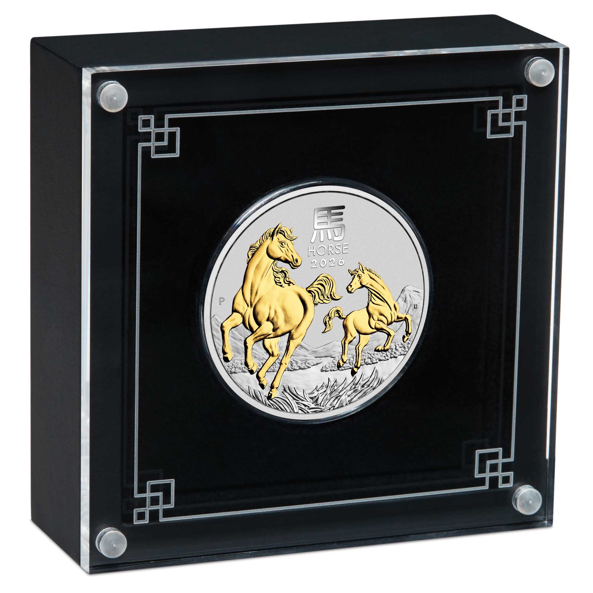 09 2026 Lunar Series III YOT Horse 1oz Silver Gilded Coin in case HighRes