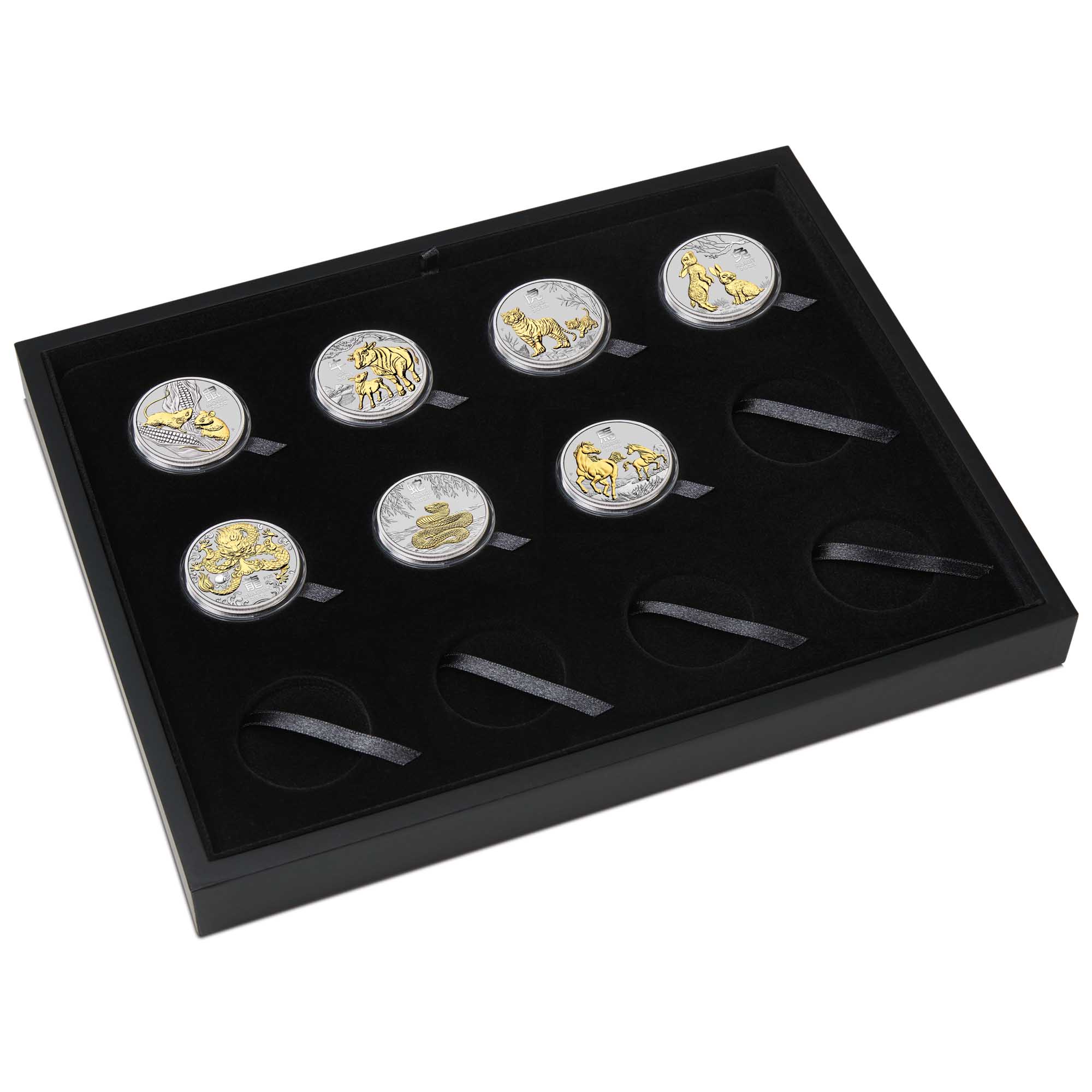 12 2026 Lunar YOT Horse 12 Coin Set with 1oz Silver Gilded Coins in case HighRes