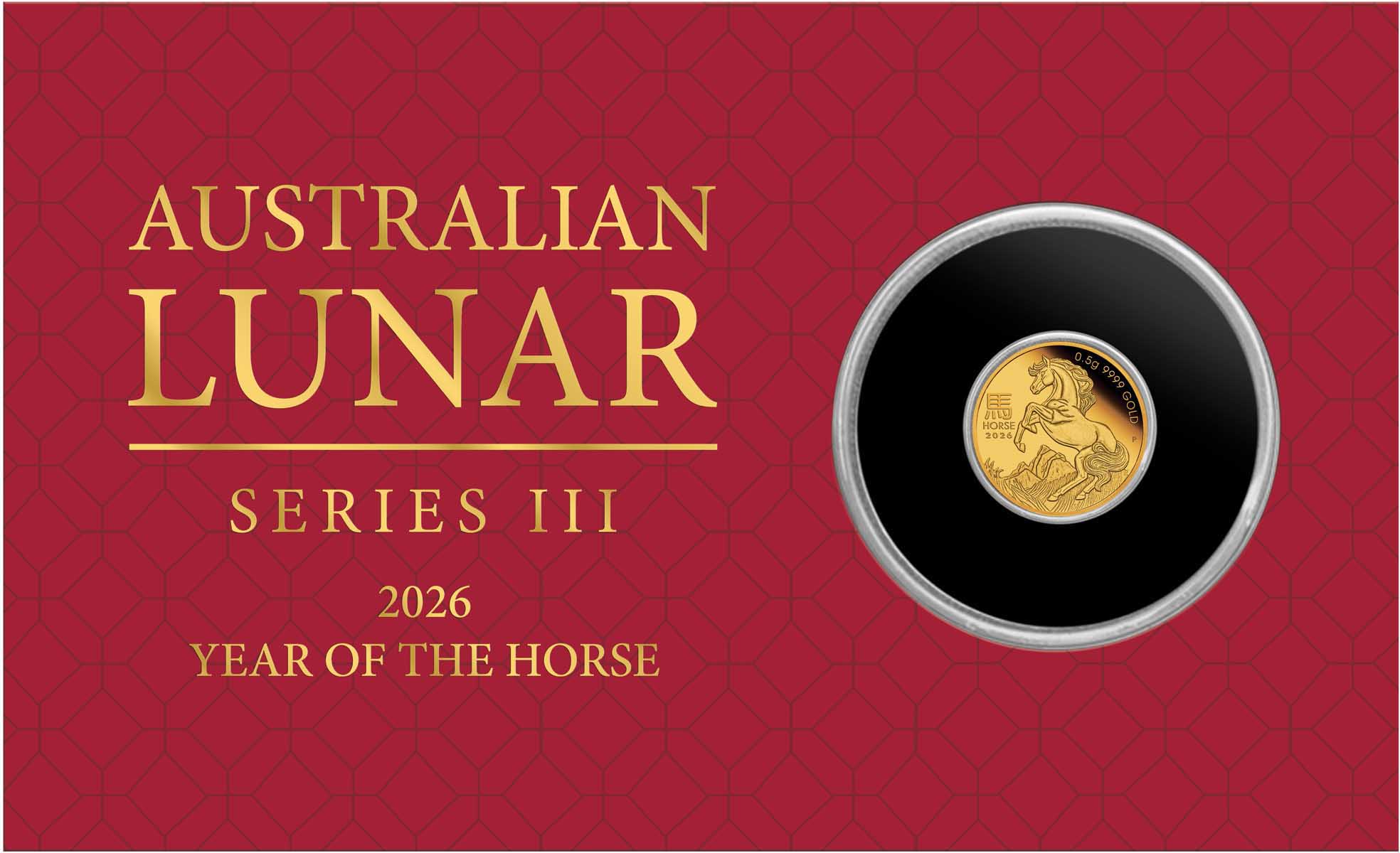 06 4073 2026 Lunar Series III YOT Horse 1 2g Gold Proof Coin In Card Reverse In Card Front CROPPED