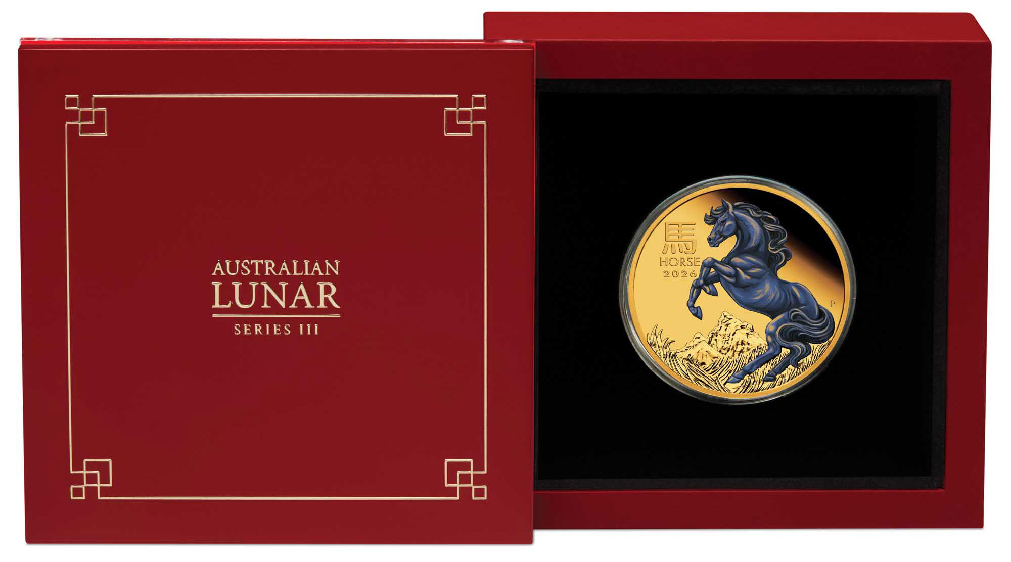 06 2026 Lunar Series III YOT Horse 1oz Gold Proof Coloured Coin In Case CROPPED