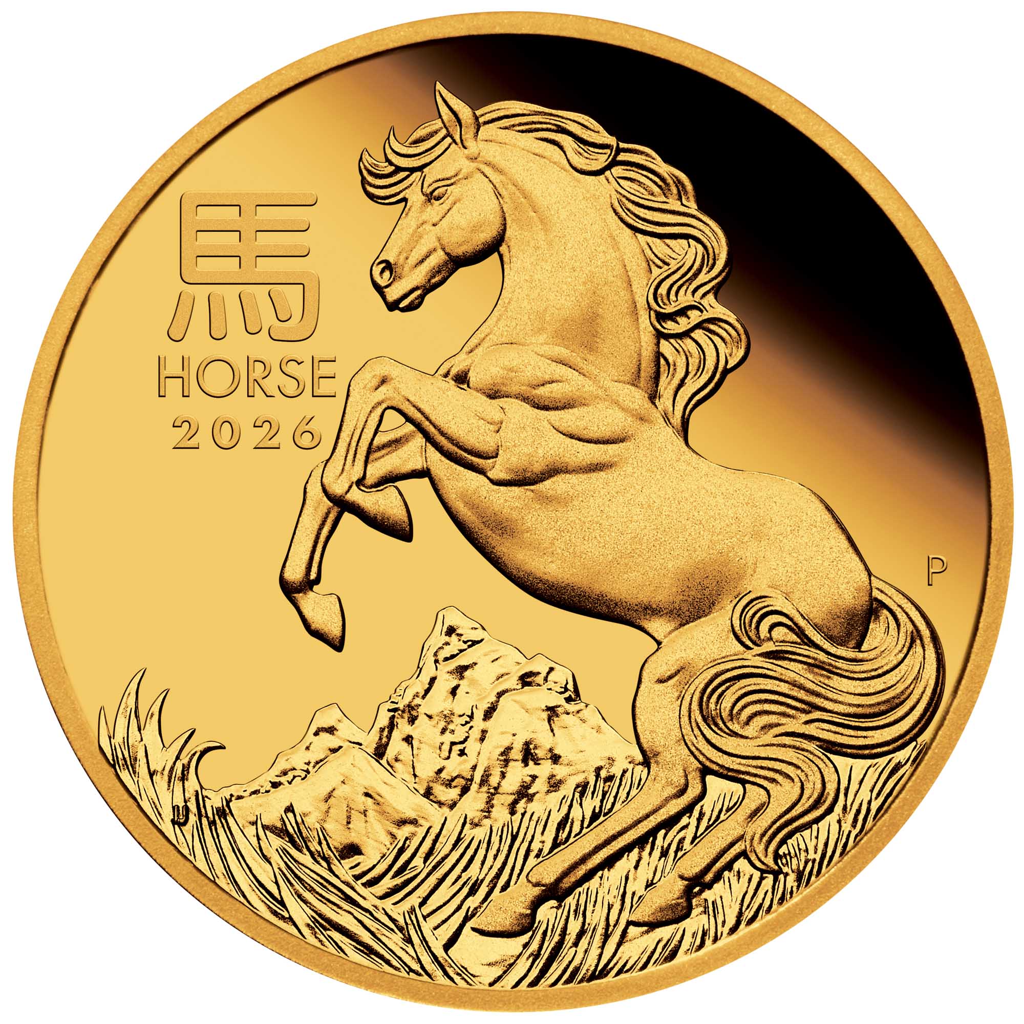 02 2026 Lunar Series III YOT Horse 1oz Gold Proof Coin Straight On HighRes
