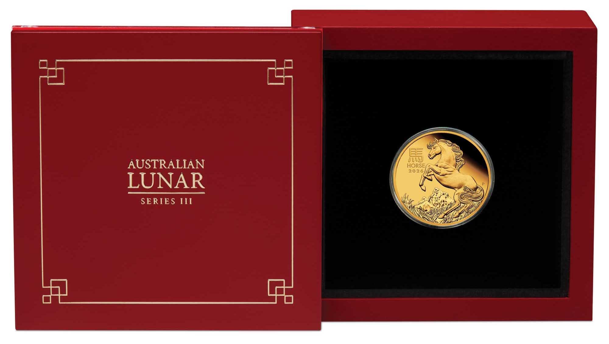 13 2026 Lunar Series III YOT Horse 1 4oz Gold Proof Coin In Case HighRes
