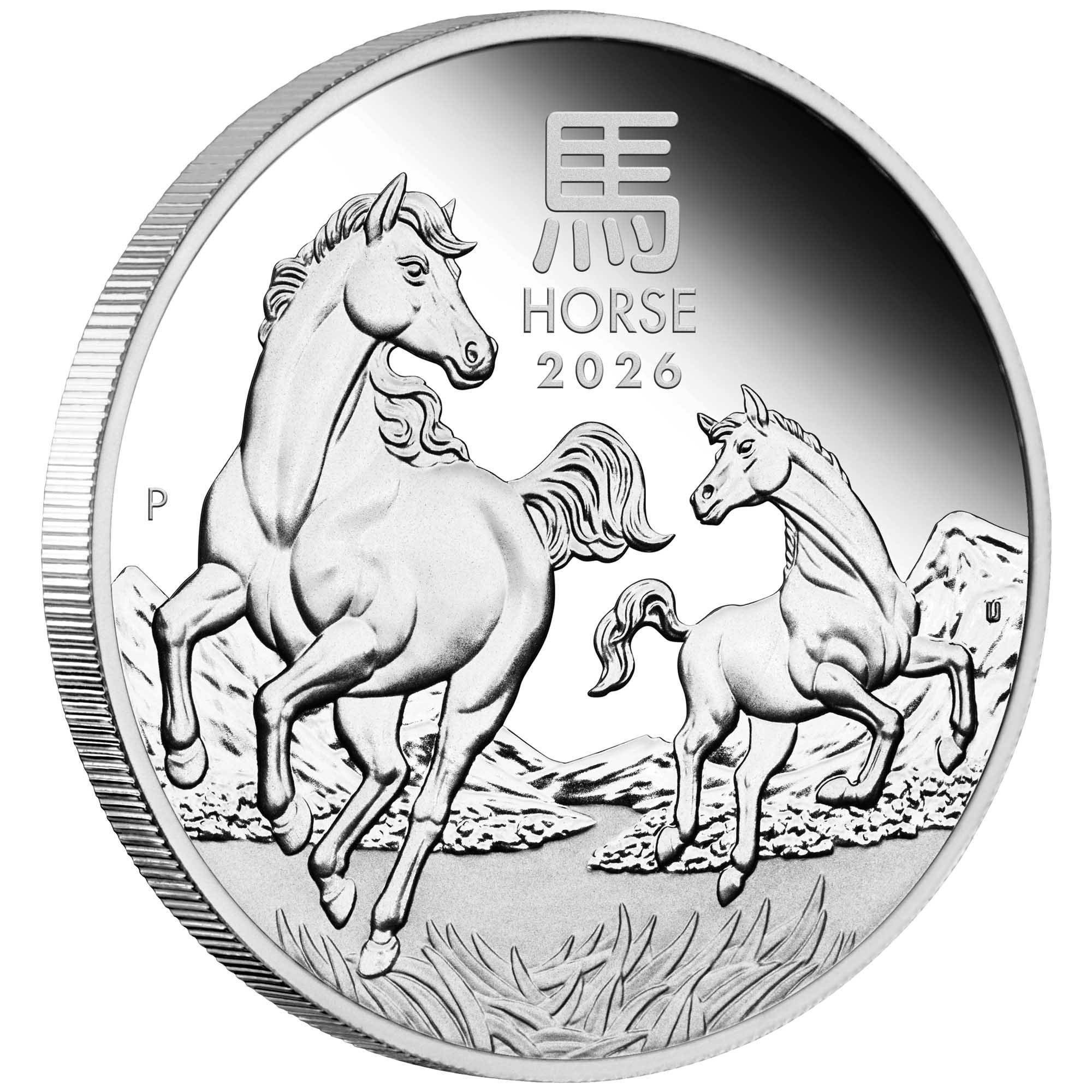 01 2026 Lunar Series III YOT Horse 1oz Silver Proof Coin on edge HighRes