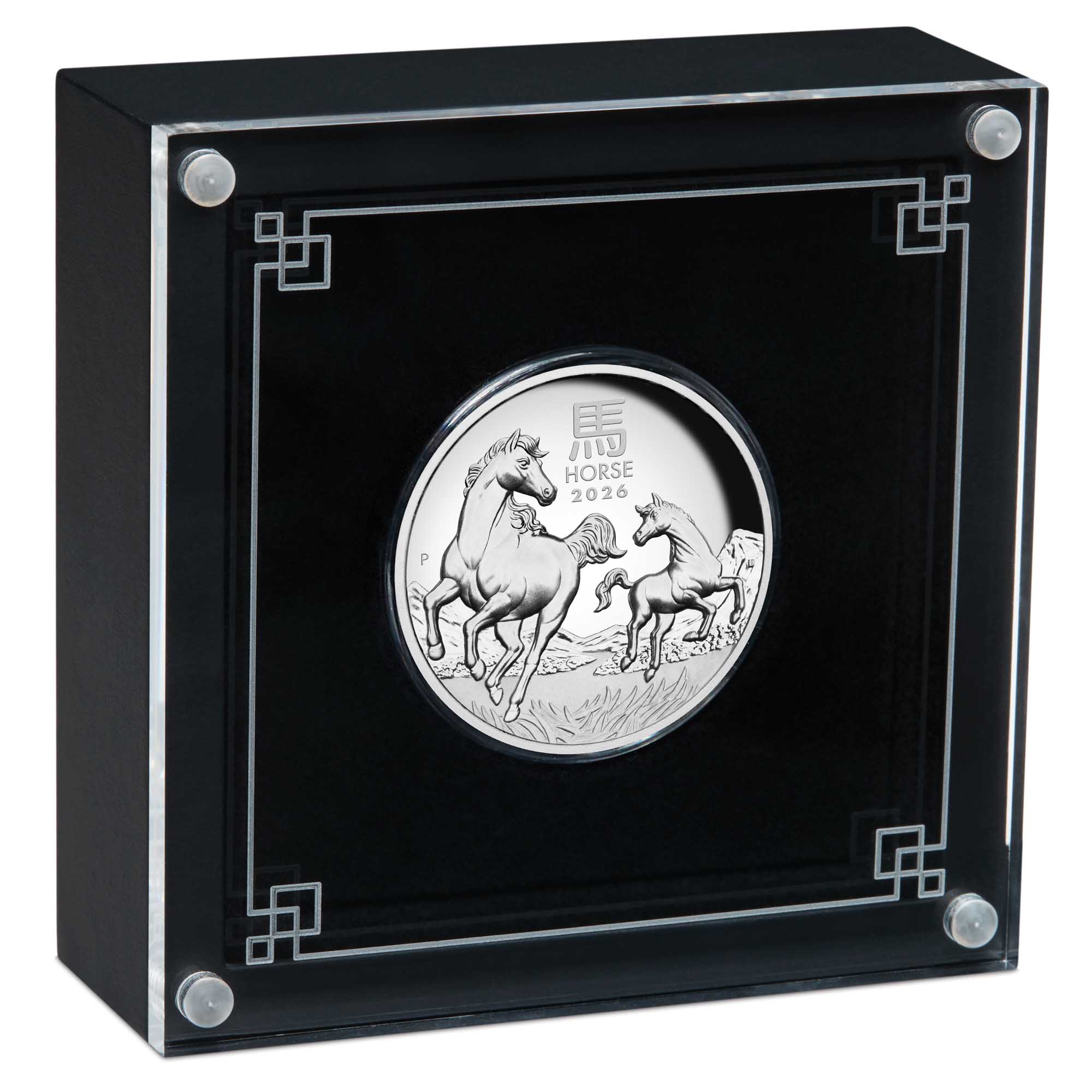 04 2026 Lunar YOT Horse 1oz Silver Proof High Relief Coin in case HighRes