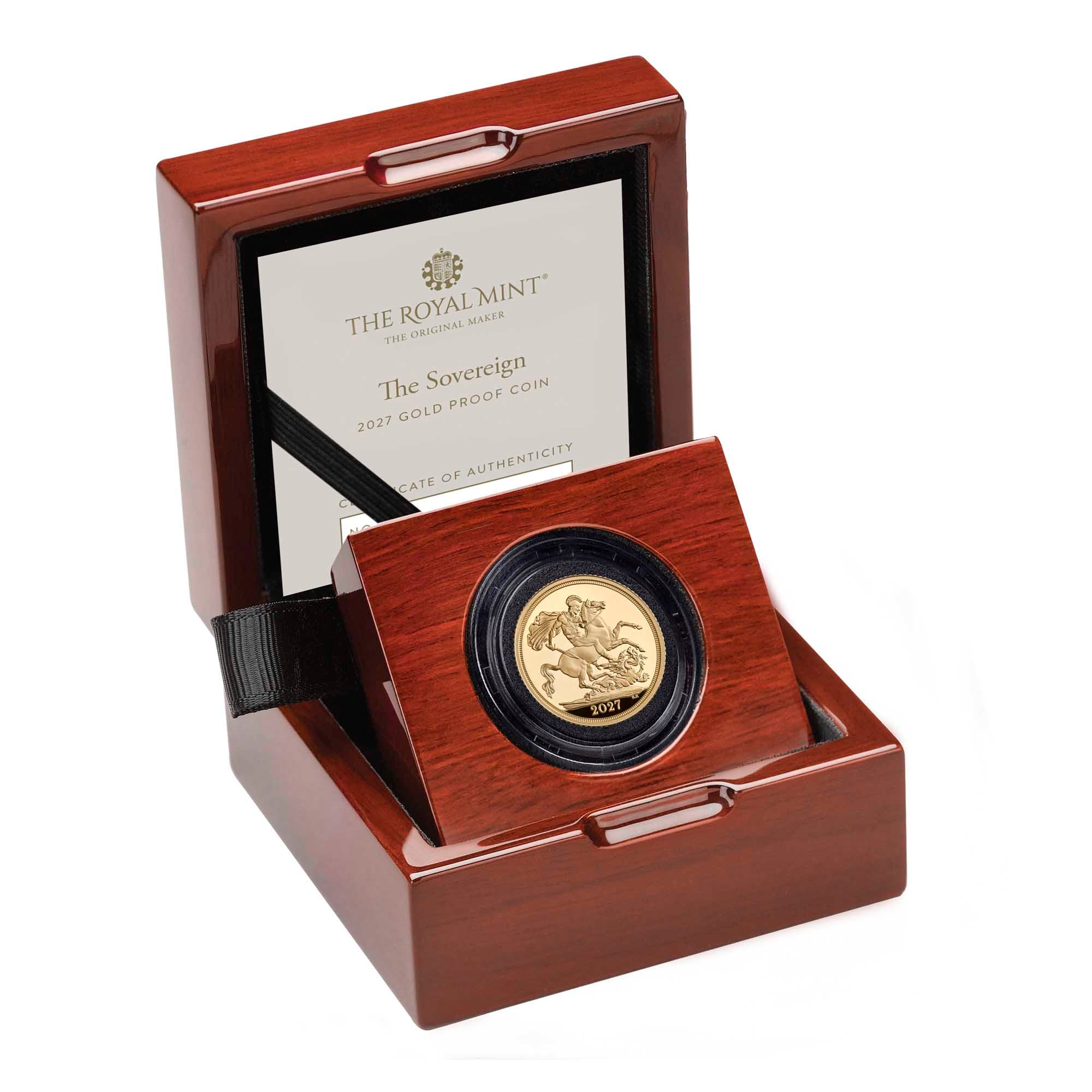 4 27A67CAA BRM The Sovereign 2027 Gold Proof Coin InCase