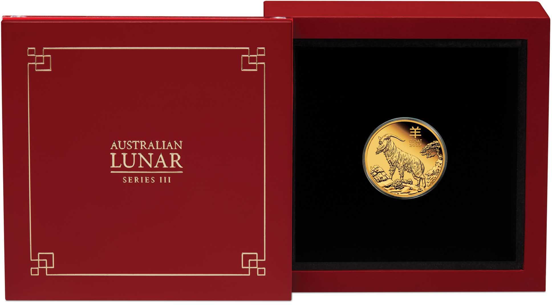14 ALS3 YOT Goat 2027 1 10oz Gold Proof Coin in case trim