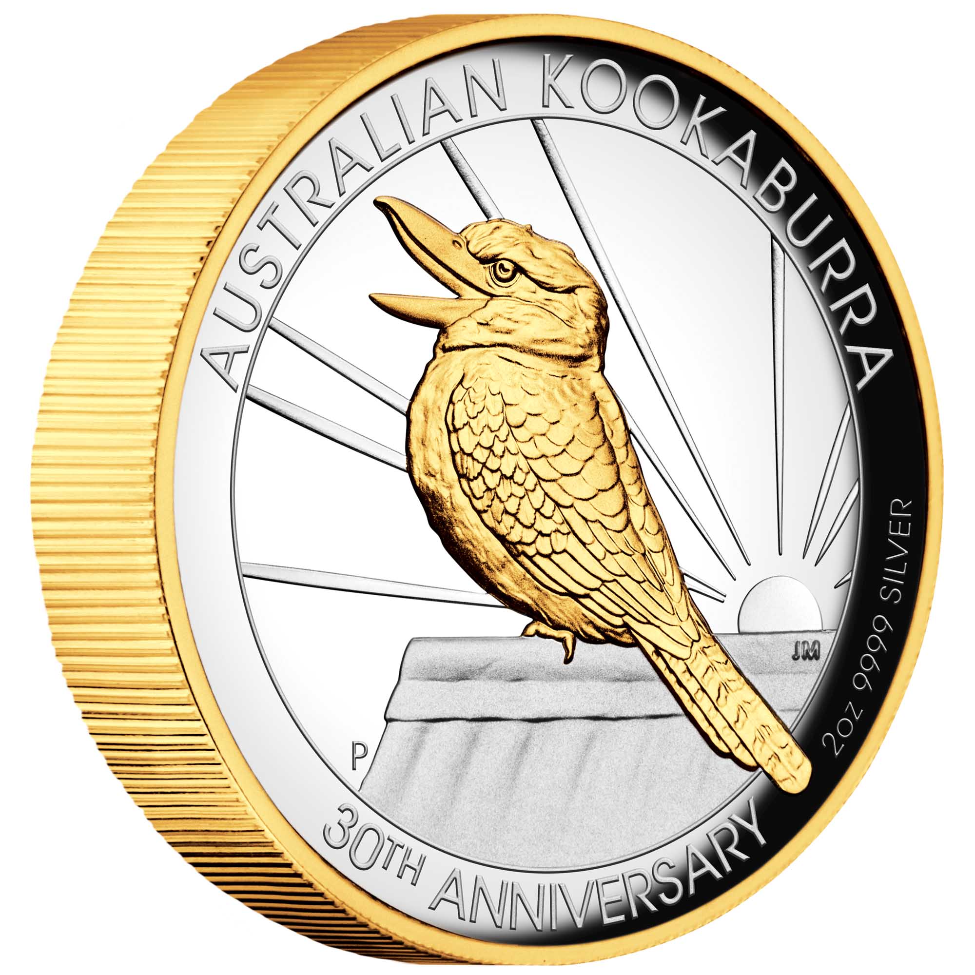 01 australian kookaburra 2020 2oz silver proof high relief gilded OnEdge