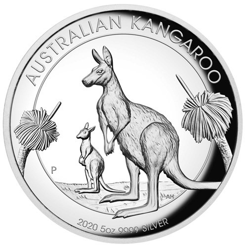 02 australian kangaroo 2020 5oz silver proof high relief StraightOn