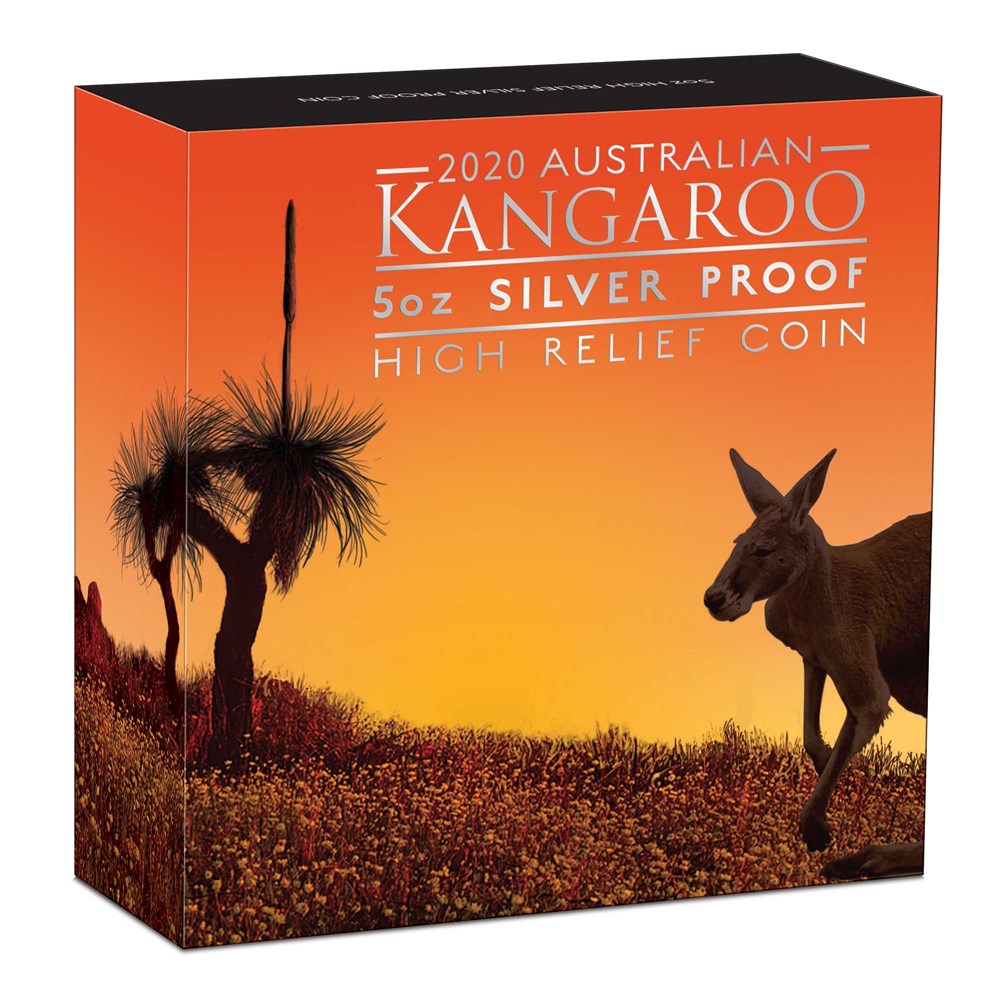 05 australian kangaroo 2020 5oz silver proof high relief InShipper