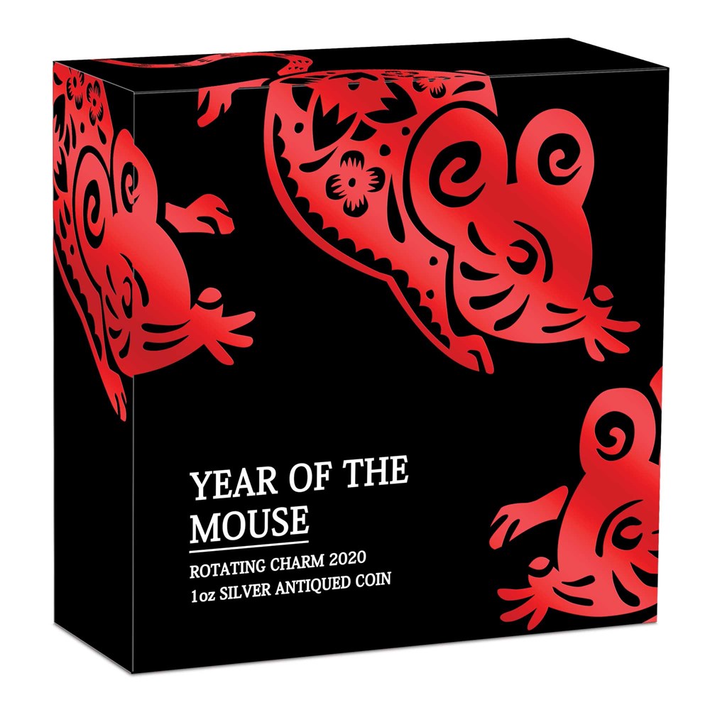 06 year of the mouse rotating charm 2019 1oz silver antiqued InShipper