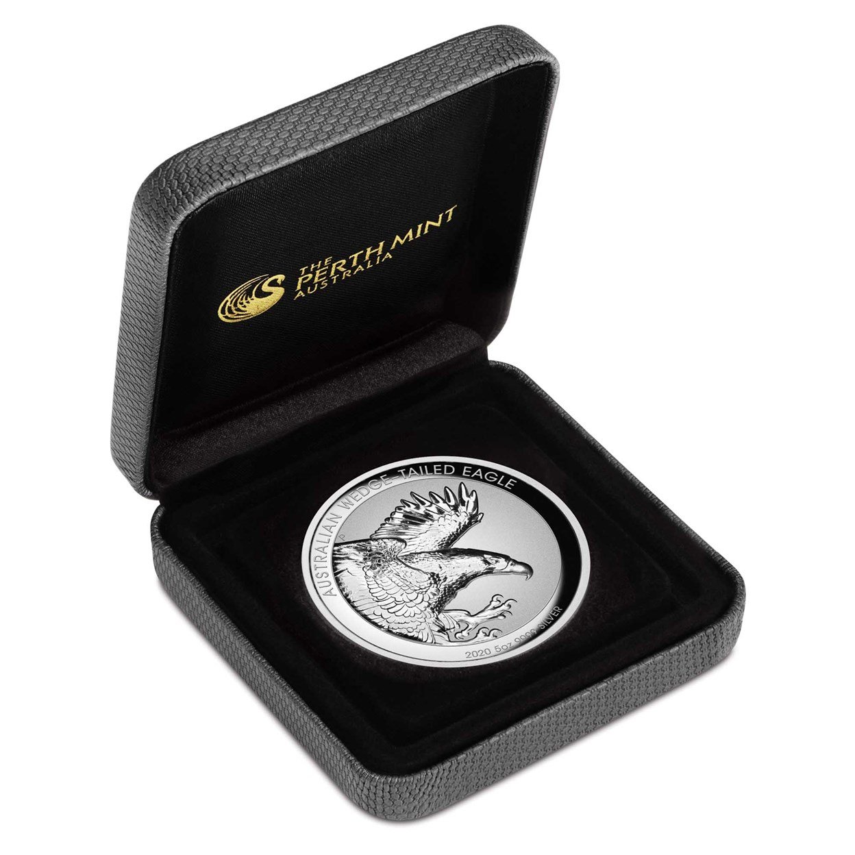 04 2020AustralianWedge TailedEagle 5oz Silver Proof HighRelief Coin InCase HighRes