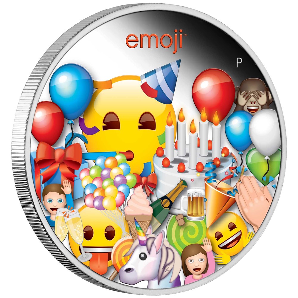01 emoji celebration 2020 1oz silver proof OnEdge