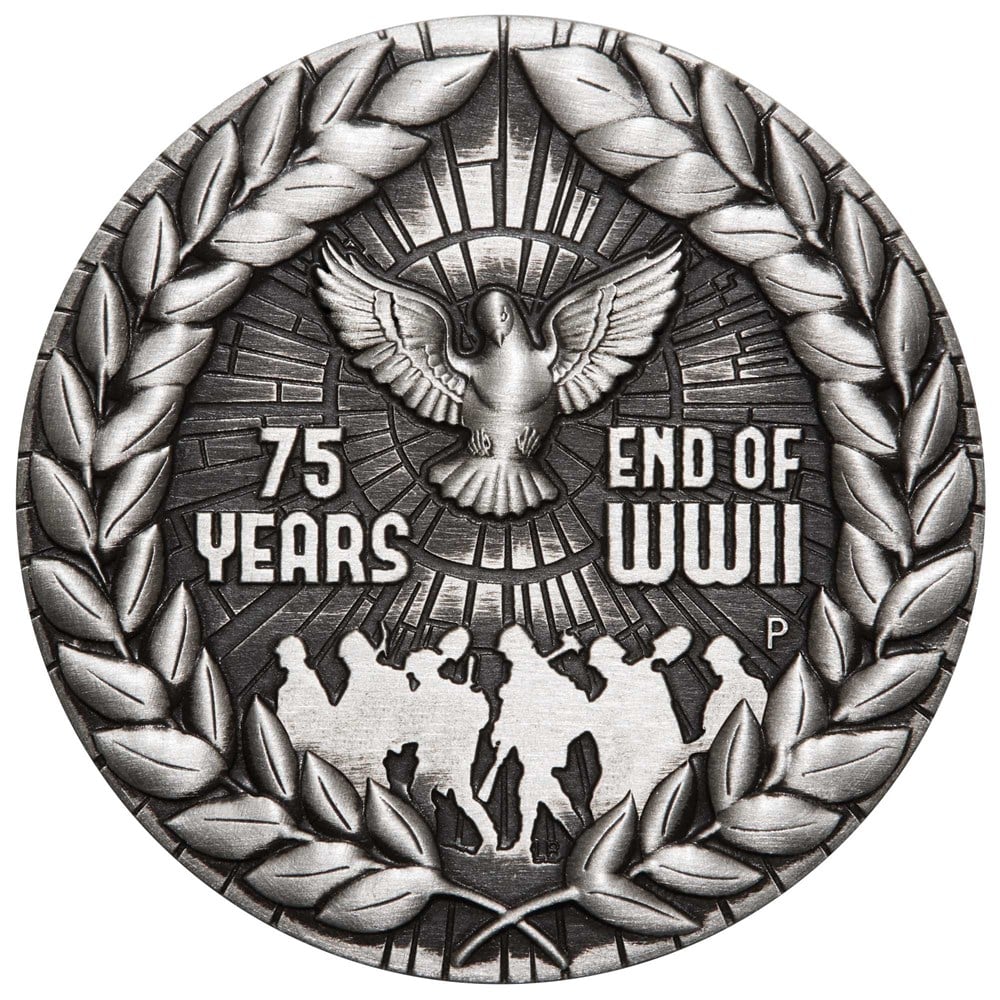 02 end of wwii 75th anniversary 2020 2oz silver antiqued StraightOn