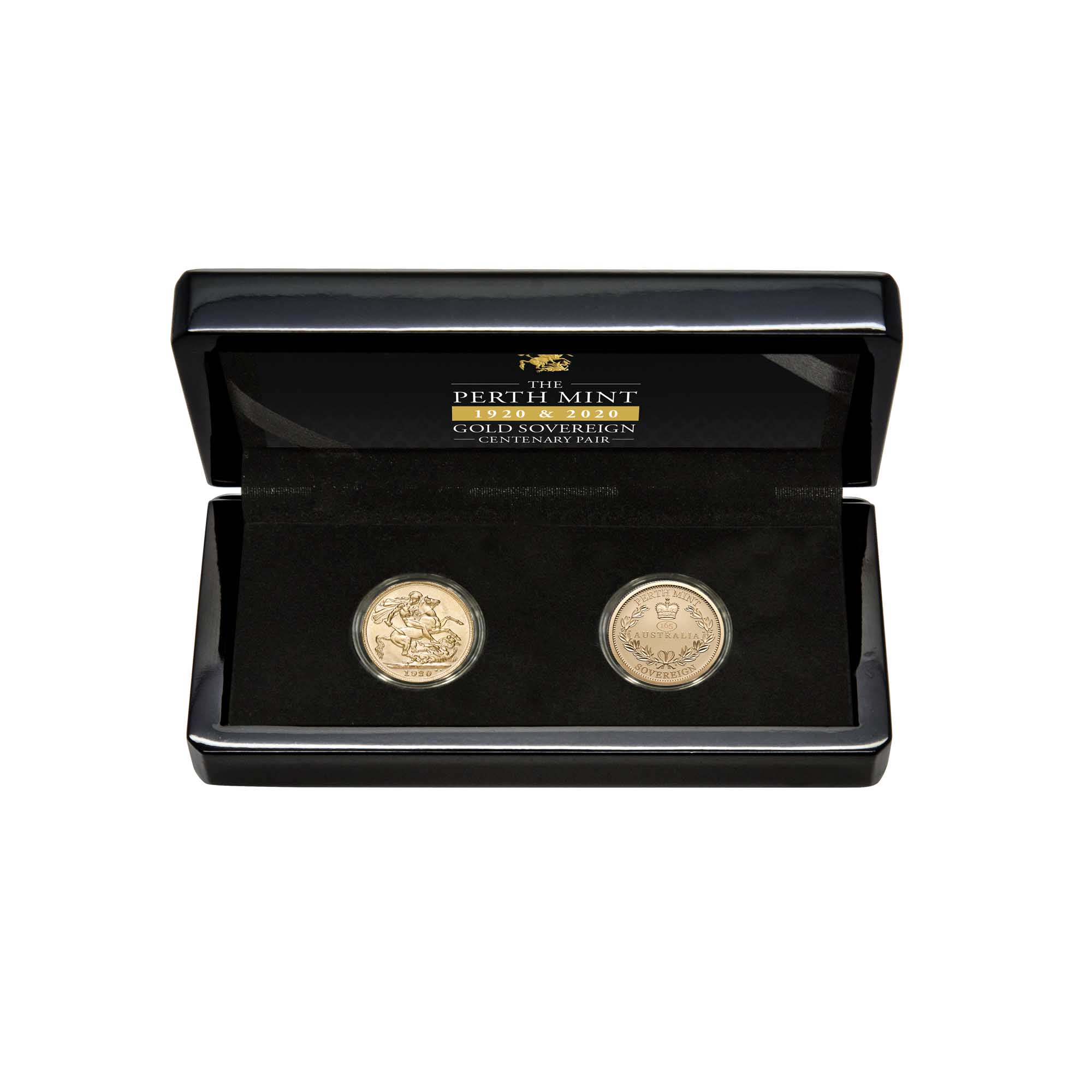 04 perth mint 2020 gold sovereign anniversary pair Obverse