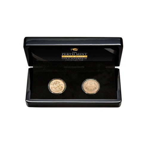 04 perth mint 2020 gold sovereign anniversary pair Obverse