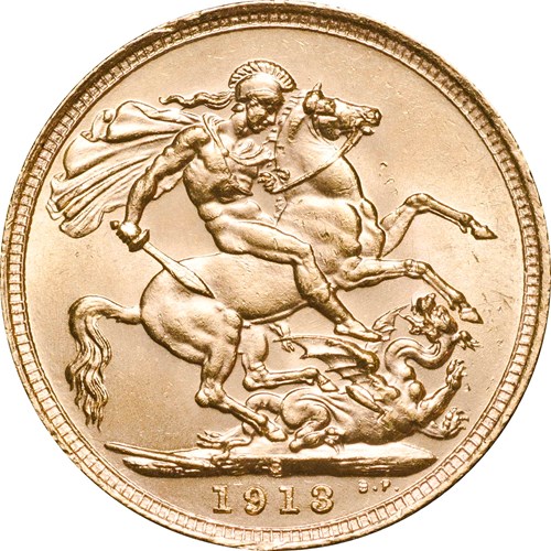 05 1913 gold sovereign mintmark trio Reverse