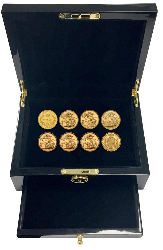 1. 20K74AAA 1857 1931 Sovereign Complete Type Set PackagingCROPPED