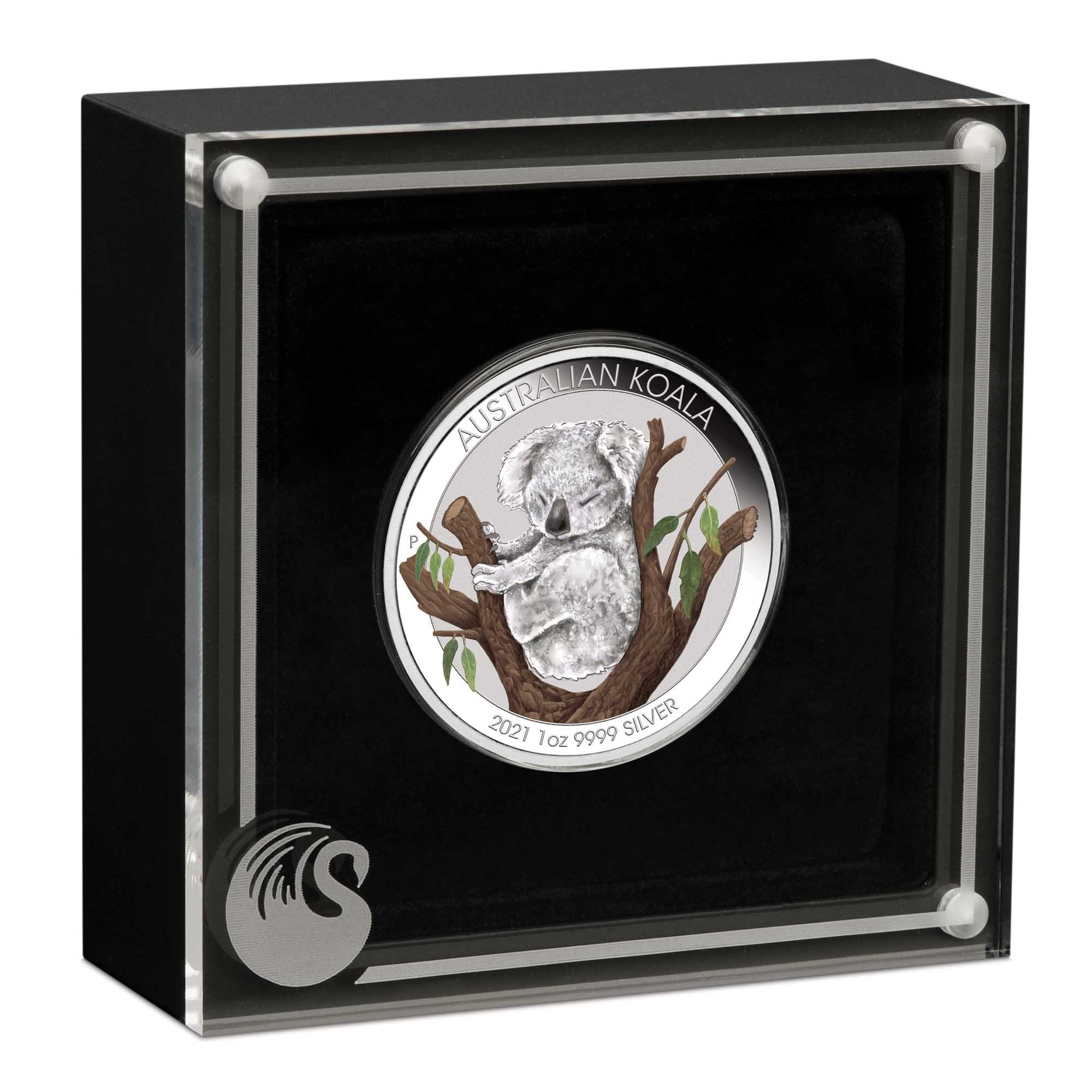 03 2021 AustralianKoala 1oz Silver Proof Coloured Coin InCase HighRes