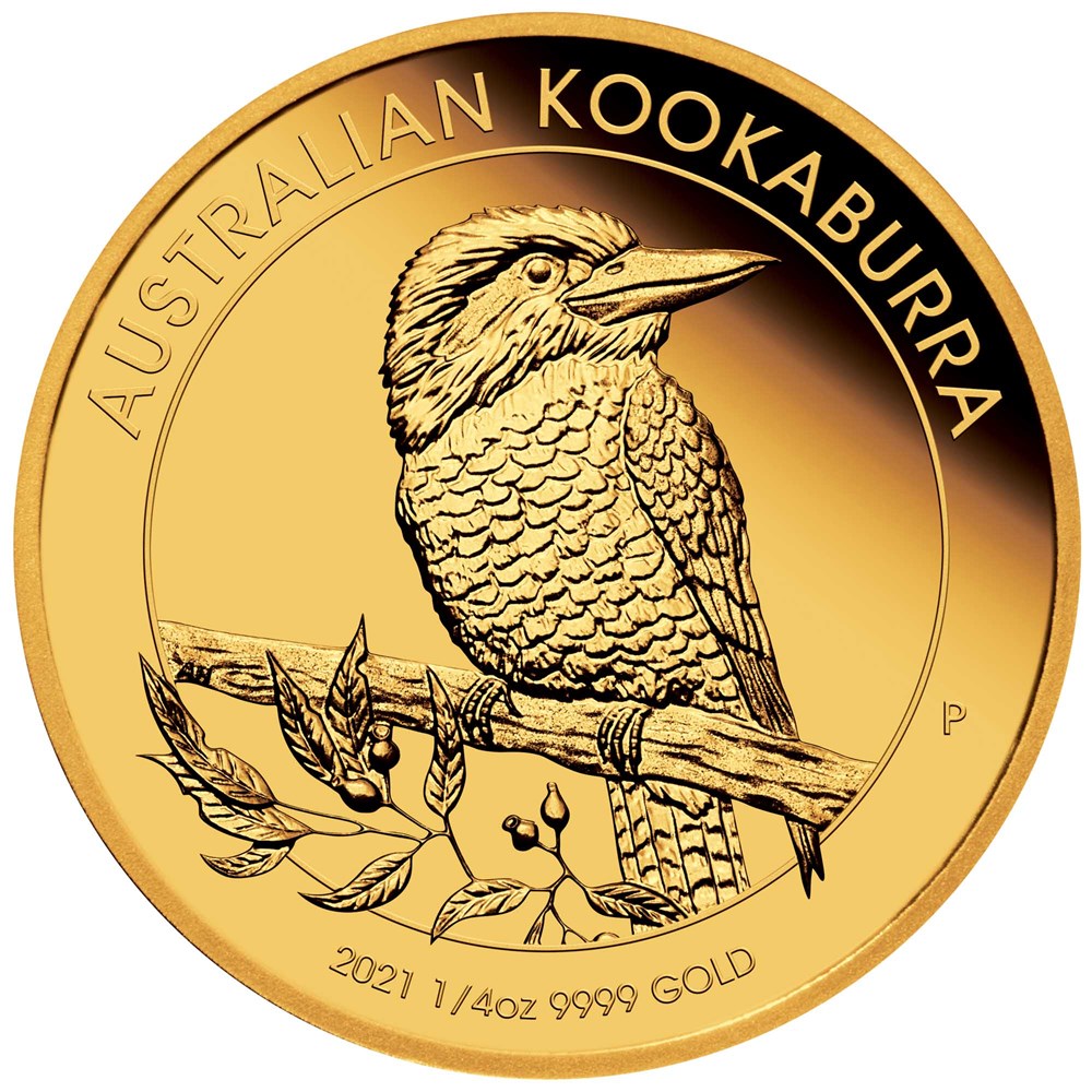 02 2021 Australian Kookaburra 1 4oz Gold Proof Coin StraightOn HighRes