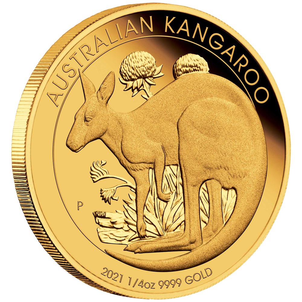 01 australian kangaroo 2021 1 4oz gold proof OnEdge