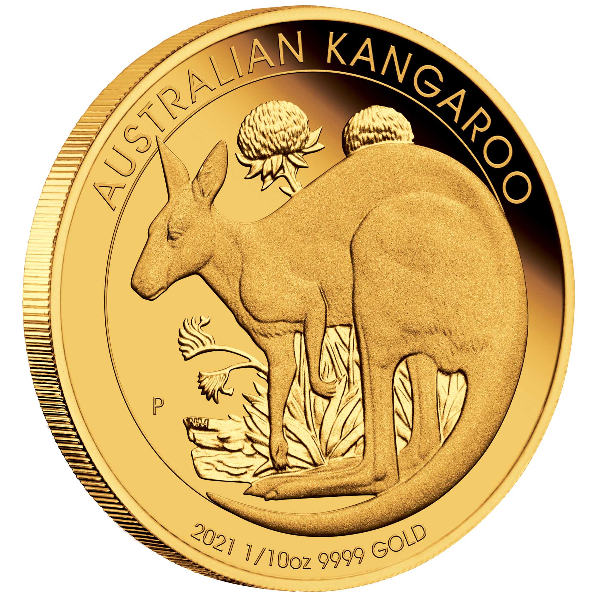 01 australian kangaroo 2021 1 10oz gold proof OnEdge