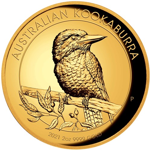 02 australian kookaburra 2021 2oz gold proof high relief StraightOn
