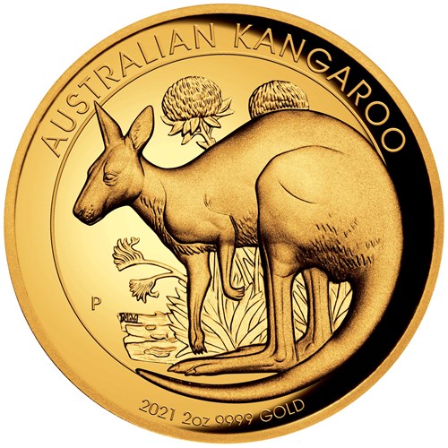 02 2021 AustralianKangaroo 2oz Gold Proof HR Coin StraightOn HighRes