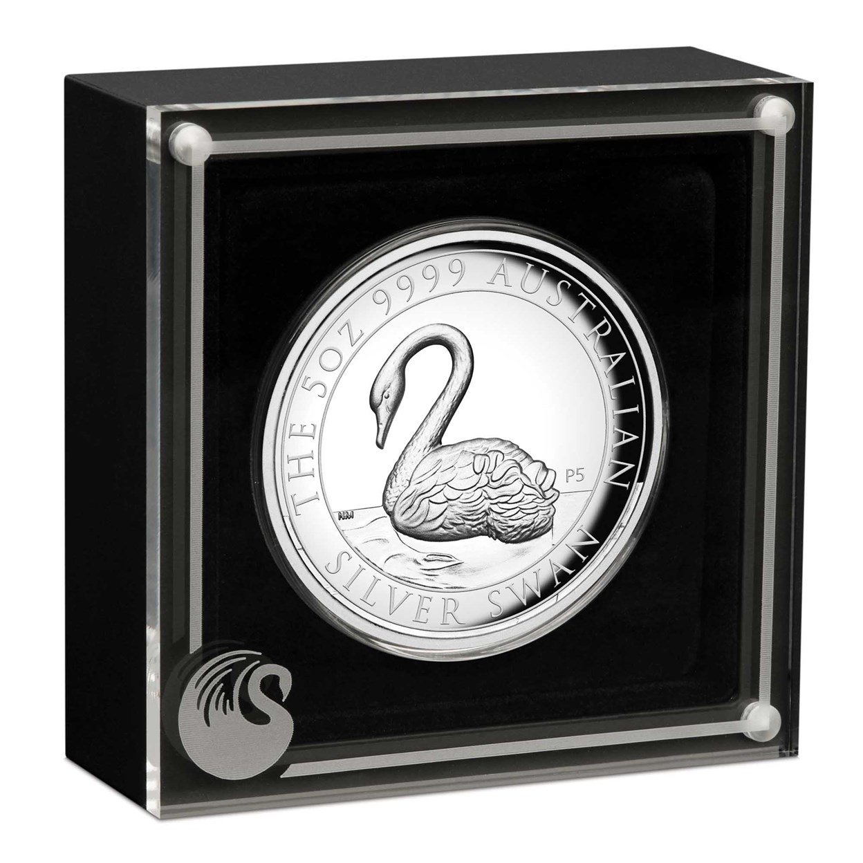 04 2021 Swan 5oz Silver Proof High Relief Coin InCase HighRes
