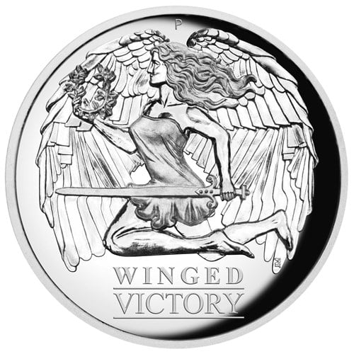 02 winged victory 2021 1oz silver proof high relief StraightOn