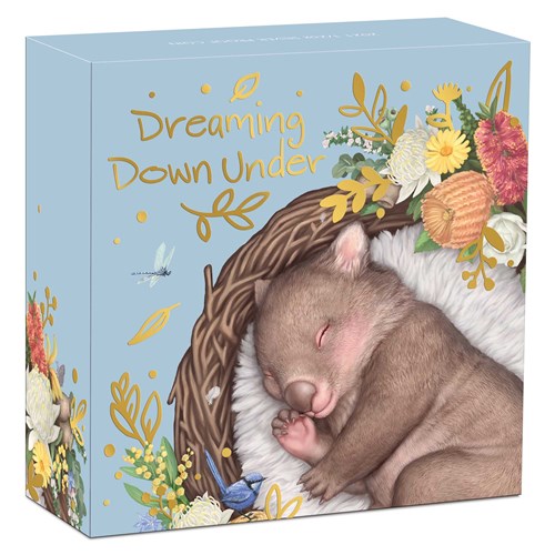04 Dreaming Down Under Wombat 2021 1 2oz Silver Proof Coloured Coin InShipper HighRes