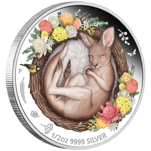 01 Dreaming Down Under Kangaroo 2021 1 2oz Silver Proof Coloured Coin OnEdge HighRes