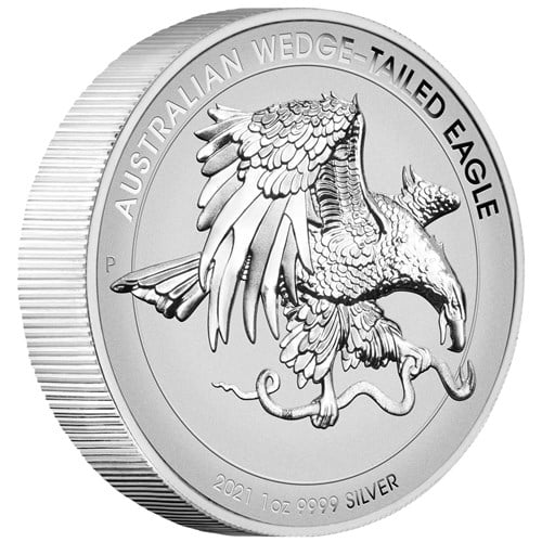 01 australian wedge tailed eagle 2021 1oz silver enhanced reverse proof high relief OnEdge