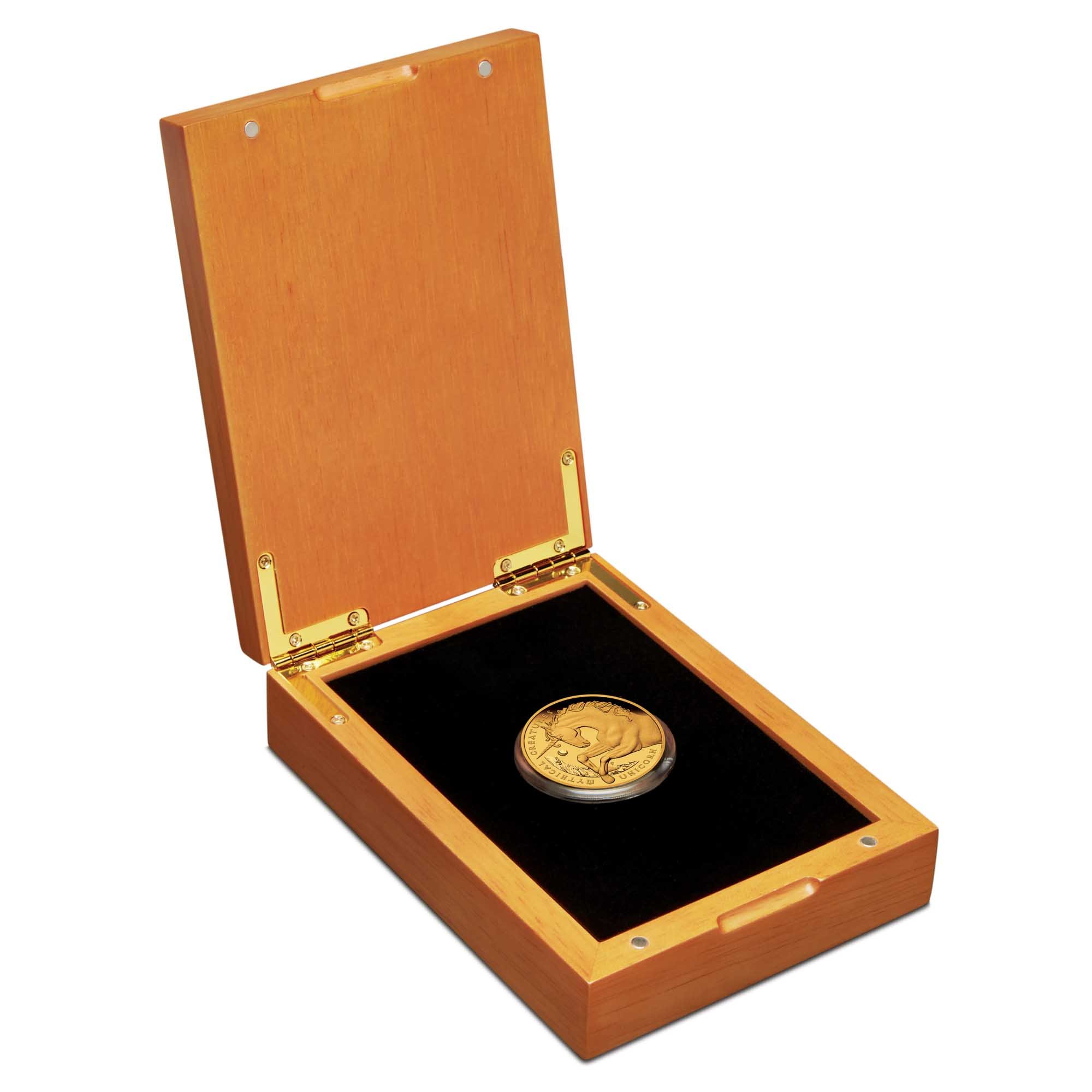 04 2021 MythicalCreaturesUnicorn 1oz Gold Proof Coin InCase HighRes