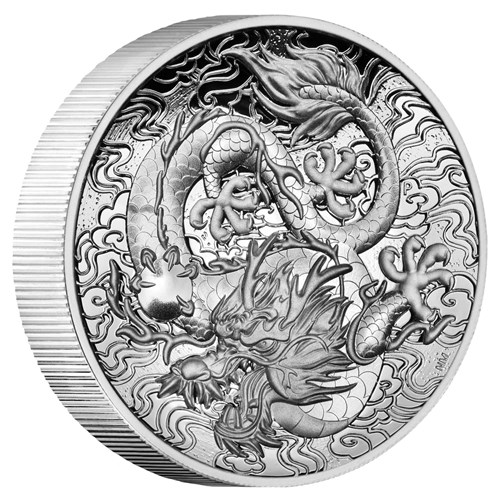 01 2021 Dragon 2oz Silver Proof HRCoin OnEdge HighRes