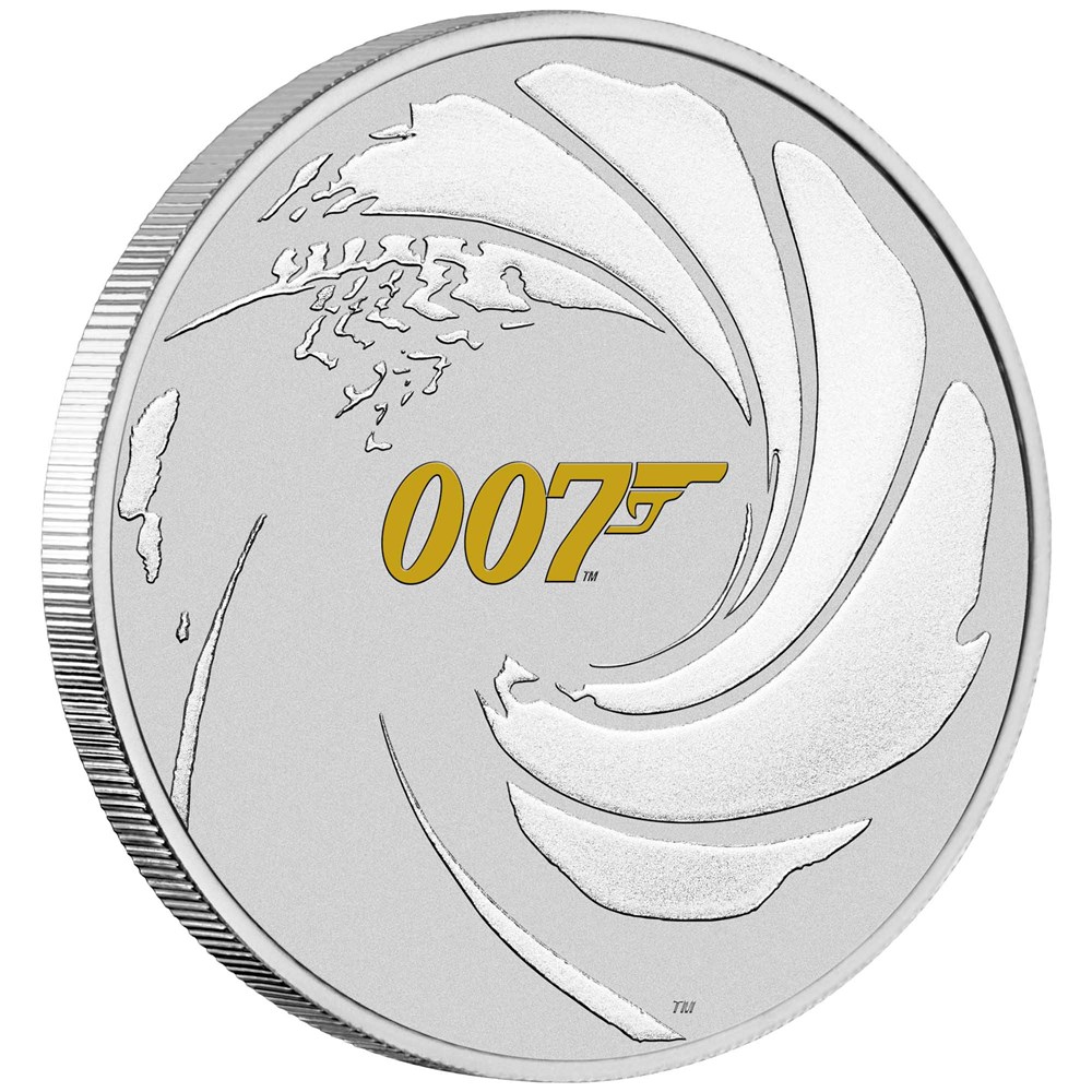 01 james bond 007 1oz silver coin with colour in card OnEdge