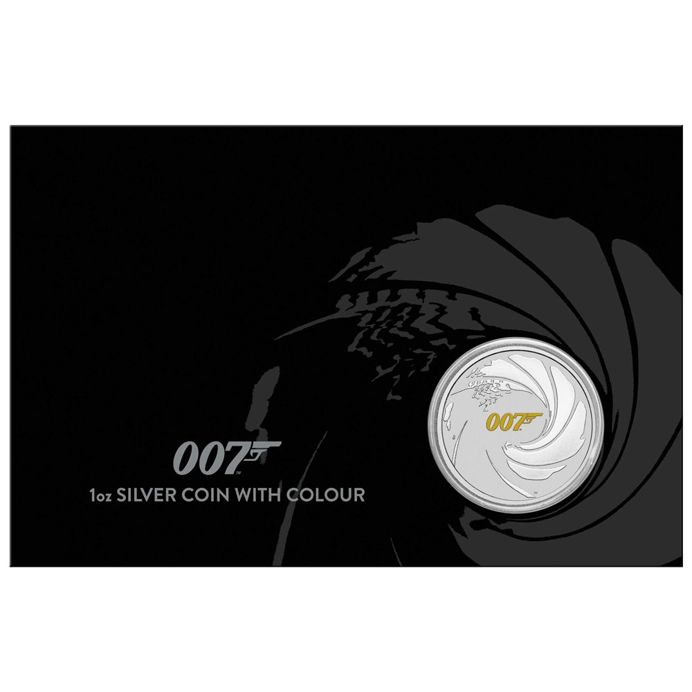 04 james bond 007 1oz silver coin with colour in card InCard