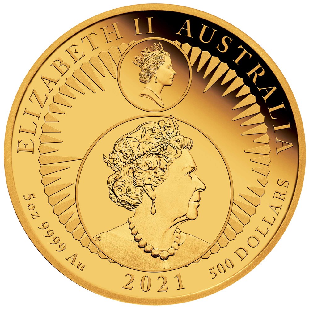 03 35th anniversary of the australian kangaroo nugget 2021 5oz gold proof Obverse
