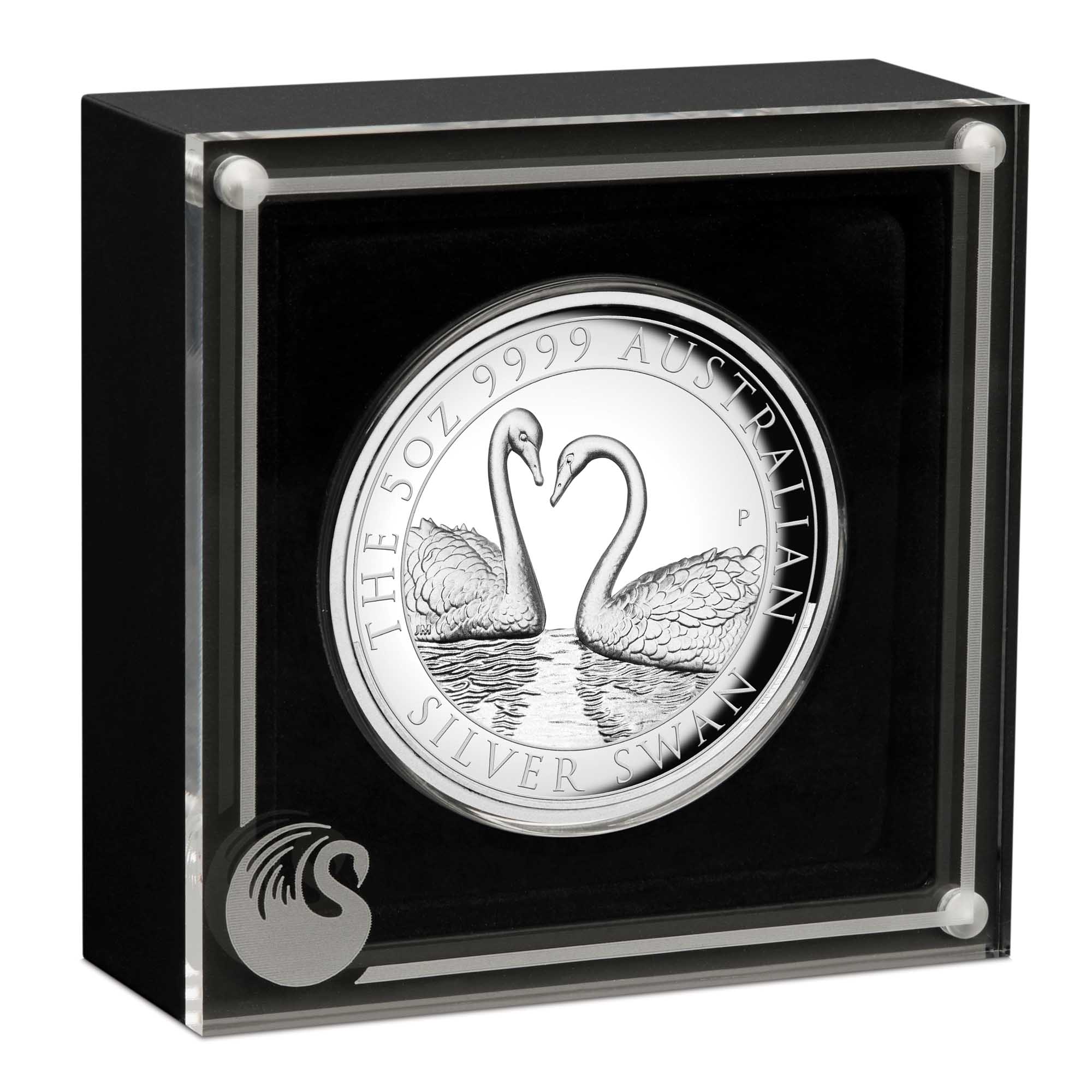 04 2022 AustralianSwan 5oz Silver Proof HR Coin InCase HighRes