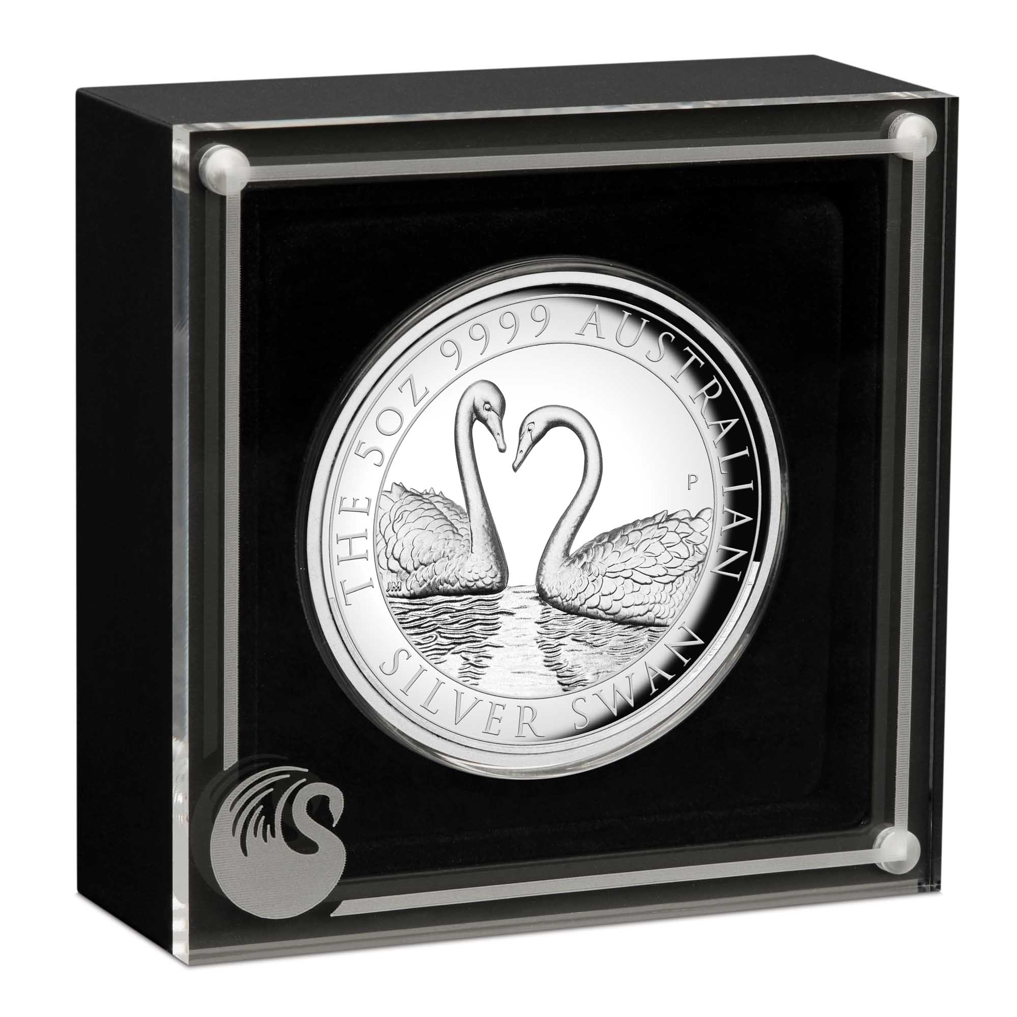 04 2022 AustralianSwan 5oz  Silver Proof HR Coin InCase HighRes