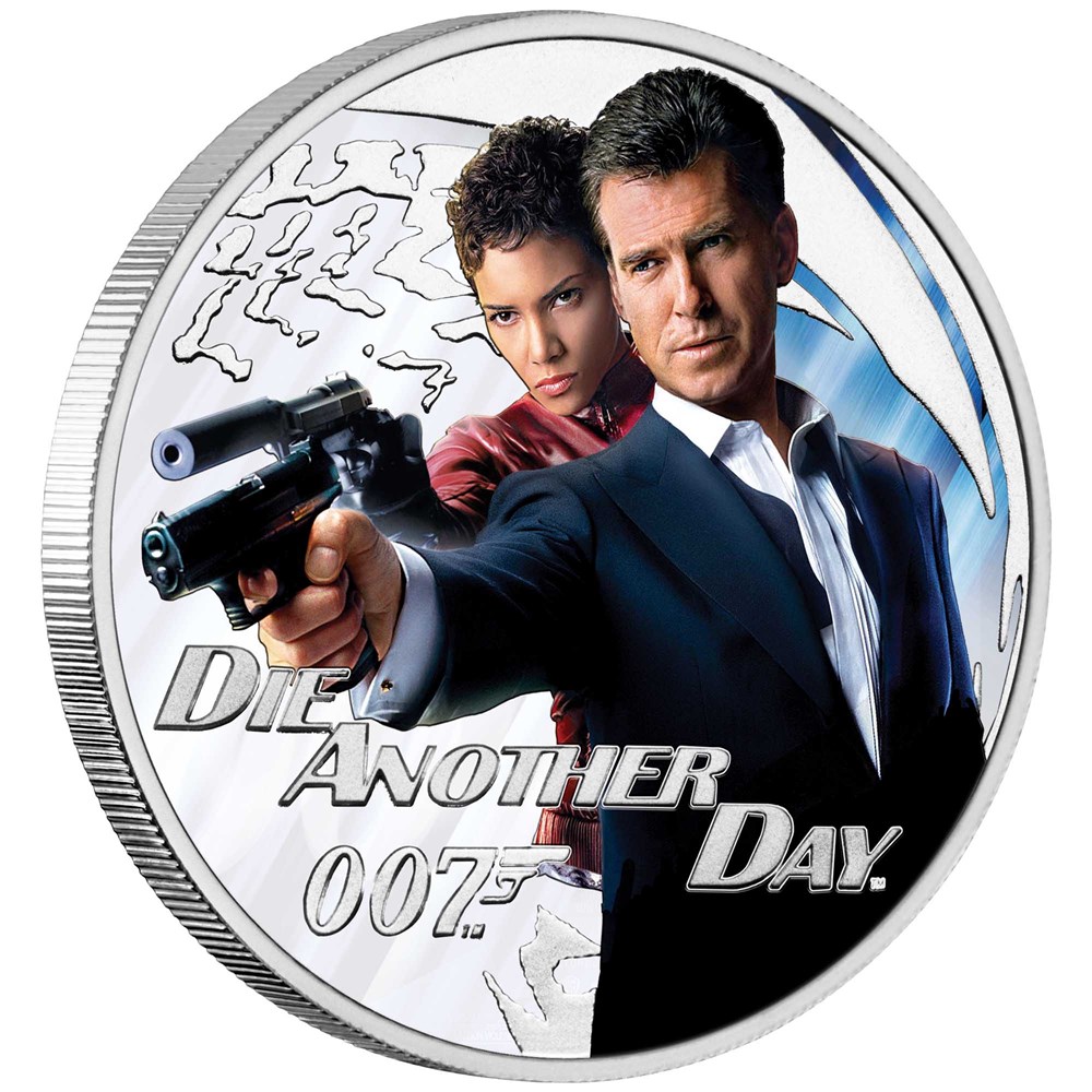 01 2022 James Bond DieAnotherDay 1.2oz Silver Proof Coloured Coin OnEdge HighRes