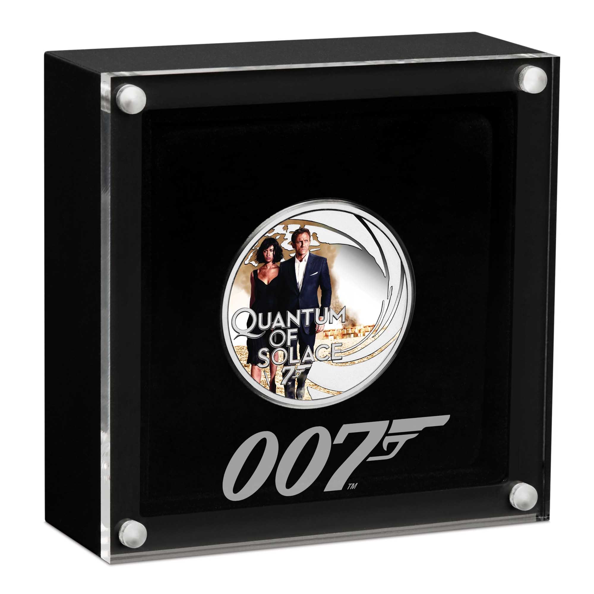 04 2022 James Bond QuantumOfSolace 1.2oz Silver Proof Coloured Coin InCase HighRes