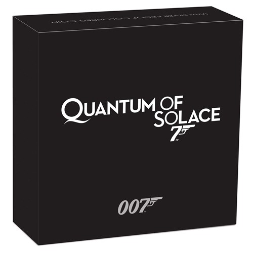 04 2022 James Bond  QuantumOfSolace 1.2oz Silver Proof Coloured Coin InShipper HighRes