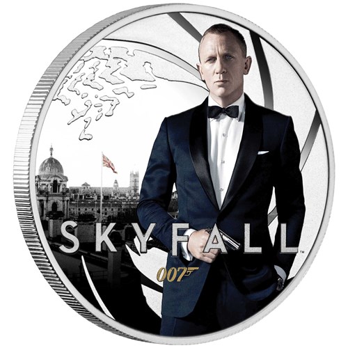 06 2022 James Bond Skyfall 1.2oz Silver Proof Coloured Coin OnEdge HighRes