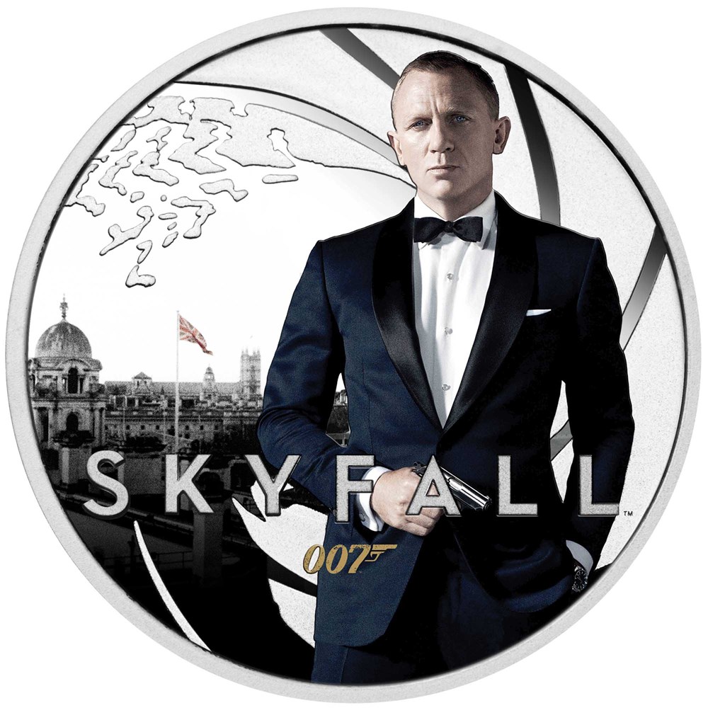 07 2022 James Bond Skyfall 1.2oz Silver Proof Coloured Coin StraightOn HighRes