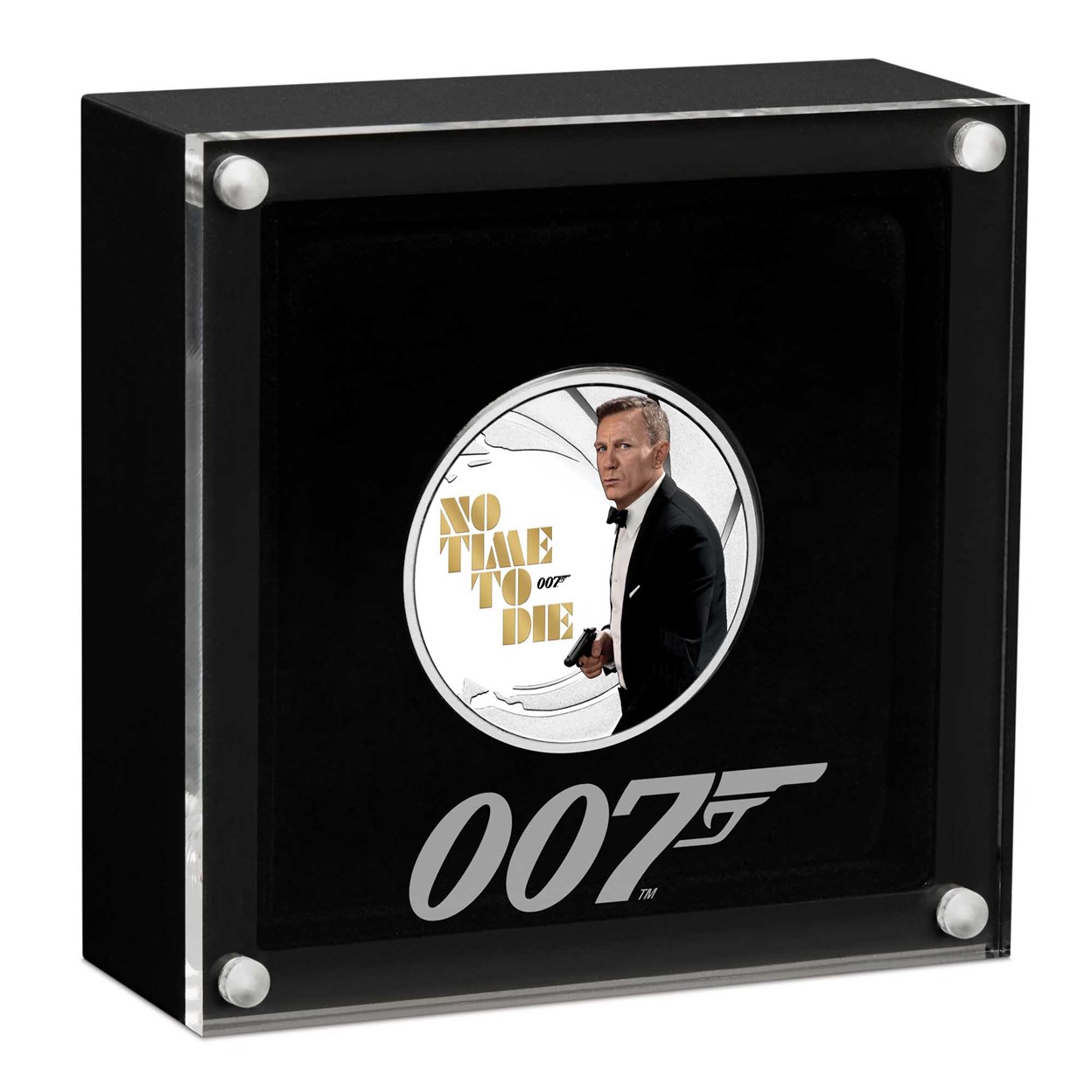 18 2022 James Bond NoTimeToDie 1.2oz Silver Proof Coloured Coin InCase HighRes