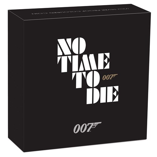 19 2022 James Bond NoTimeToDie 1.2oz Silver Proof Coloured Coin InShipper HighRes